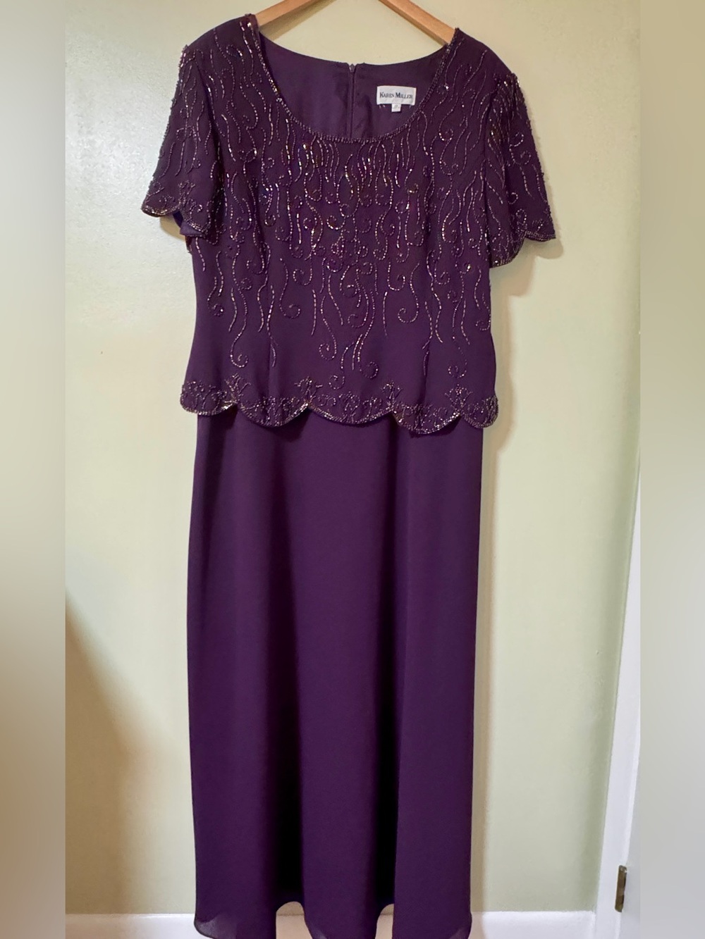 Vintage Karen Miller Plum Beaded Formal Dress